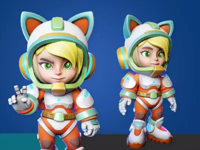 Astronaut Girl Modular Low-poly 3D model