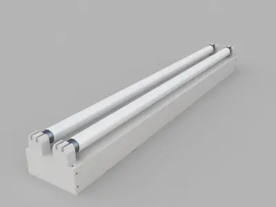 Dual Strip Fluorescent Fixture 3D model