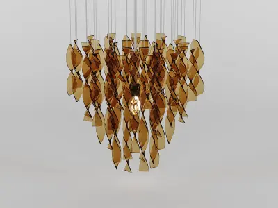 Glass Leaves Pendant Light 3D model