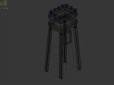 Game Dungeon - square stone pillar 01 3D model