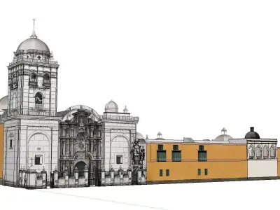 Architecture-Religion-God-Culture-Temple-03 church with two t... 3D model