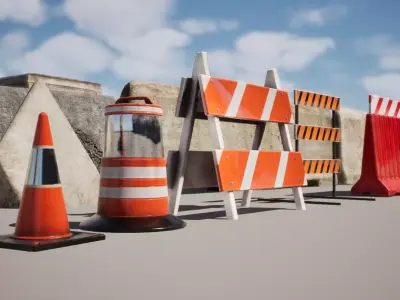  3D Barricade Pack  Optimized Models for Games Visualization Low-poly 3D model
