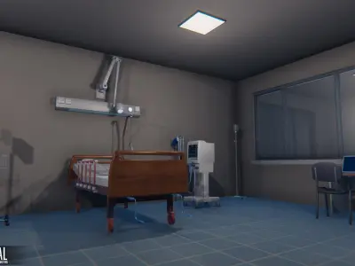 Hospital - modular building  props and characters Low-poly 3D model