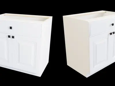 White Panel Door Cabinet Low-poly 3D model
