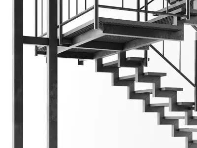 Metal Outdoor Stair Free 3D model