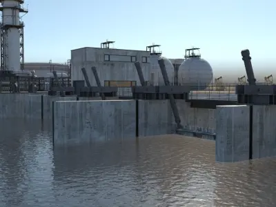 Refinery 2 power plant in desert 3D model