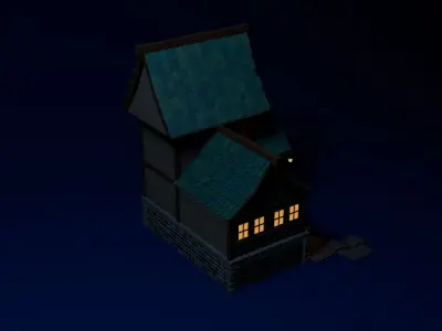 Stylized medival house Free low-poly 3D model