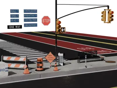 NYC City props lightpack Low-poly 3D model