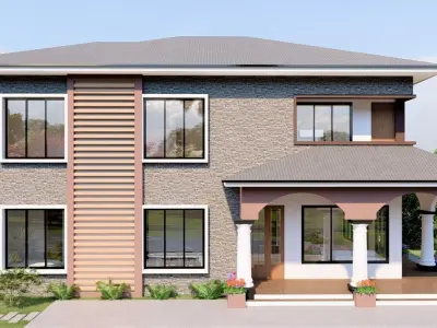 DUPLEX 3 two story house in nigeria 3D model