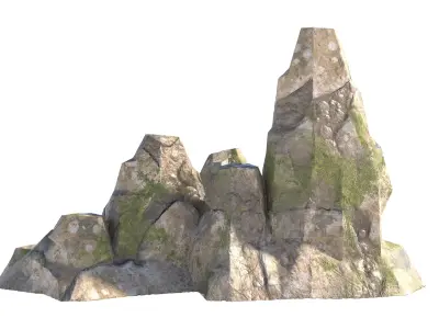 grass pebble rock  Low-poly 3D model