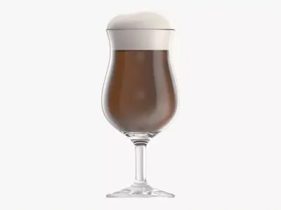 Beer glass with foam 01 3D model