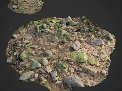 mossy stones bundle 001 Low-poly 3D model