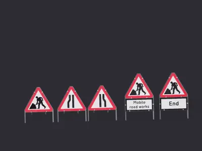 Triangular Road Works Signs 01 3D Model Pack