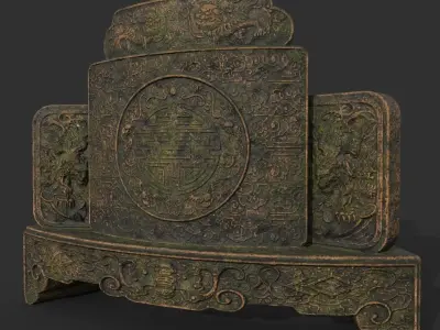 Low poly Ancient Dragon Temple Element Pack - Terracotta Low-poly 3D model