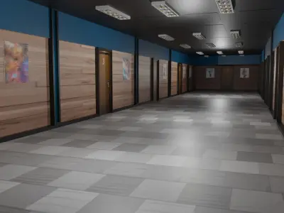 Hotel Corridor Low-poly 3D model