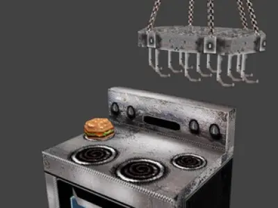 PS1 Kitchen Starter Set Low-poly 3D model