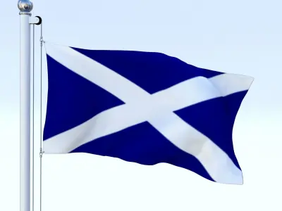 Animated Scotland Flag Low-poly 3D model