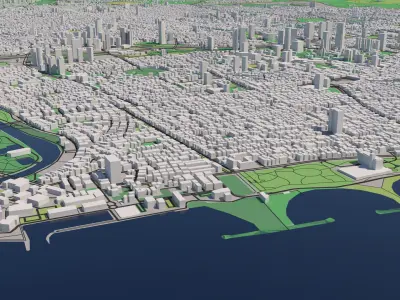 Tel Aviv Israel 25x25km 3D City Map 3D model