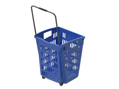 Blue plastic shopping cart 3D model