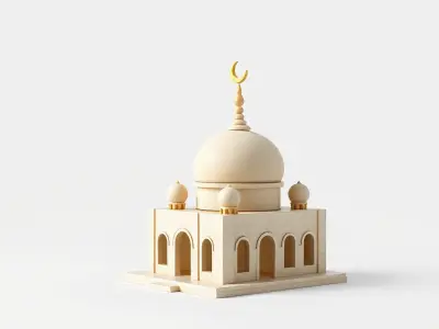 Stylized Mosque Crescent Dome model pack Low-poly 3D model