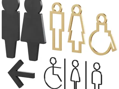 Restroom Directional Door Signs 3 3D model