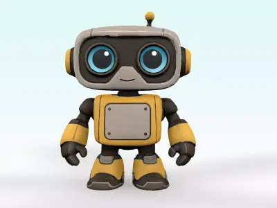 Robo 4 Friends Cute Futuristic Robot 3D Characters Pack  Low-poly 3D model