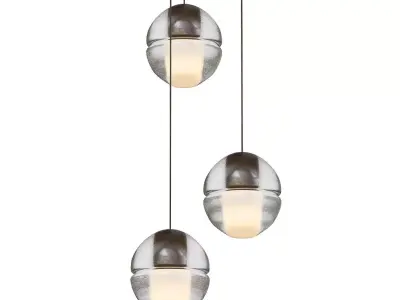 BOCCI three sphere pendant lights in chrome and glass 3D model