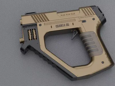 Quanta 05 SciFi Concept Futuristic Handgun Brown Color 3D model