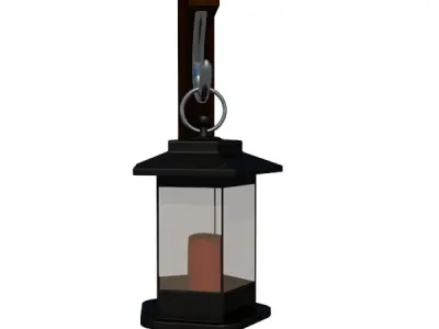 Vintage Hanging Lantern with Candle 3D model