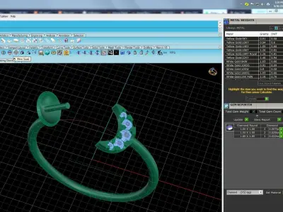 Solitaire Women Light Weight Moon Band Ring 3D print model