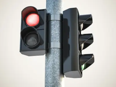 Black traffic lights set 3D model