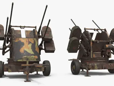  Rusted Abandoned WWII Quad Mounted Anti-Aircraft Gun 