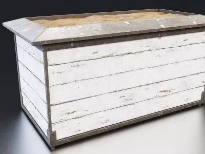 Weathered Wooden Planter Box Set Low-poly 3D model