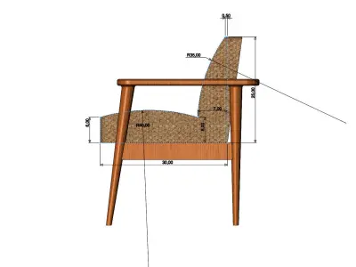 Miniature armchair with a wooden frame mockups props N03 3D print model