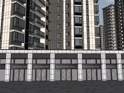 Architecture exterior facade retail shopping mall 3d model 3D model