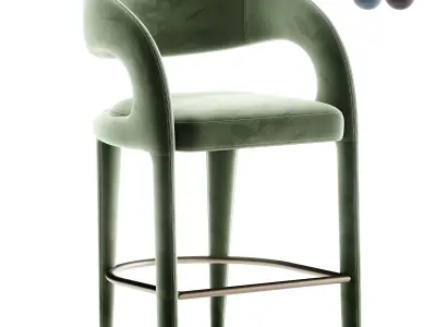 Alexander Mid Century Modern Light Grey  Iron e  Stool 3D model