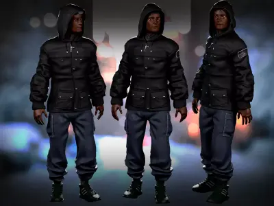 Streetwear Winter Guy Modular Game Character Low-poly 3D model