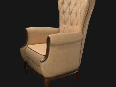 Chair PBR wingback Low-poly 3D model