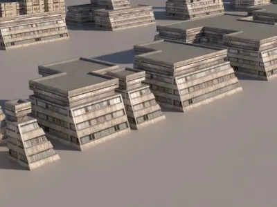 Brutalism Soviet Blocks Low-poly 3D model