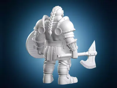 Dwarf Warrior Fantasy RPG Miniature 3D print model