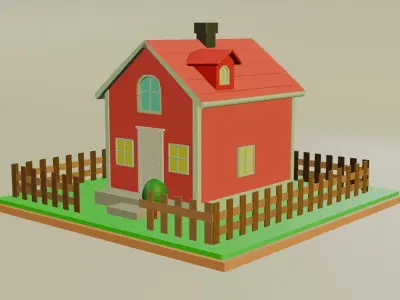Low Poly Cartoon House Low-poly 3D model purchase