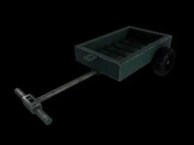 1WW2Trailer Empty PBR Low-poly 3D model Low-poly 3D model