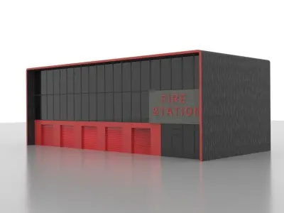 City Fire Station 7 Low-poly 3D model