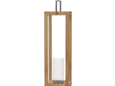 Open Wood Hurricane Lantern PBR 3D model