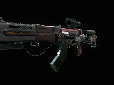 Assault Rifle - AK Volkodav Low-poly 3D model