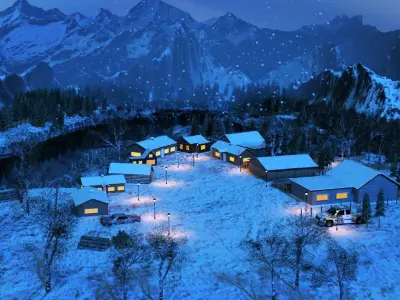 Winter Town Winterville  Low-poly 3D model