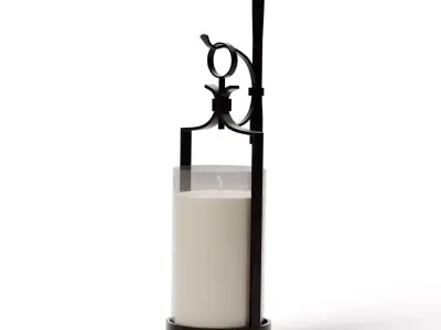 Artisanal Wall Mounted Pillar Lantern Iron Low-poly 3D model