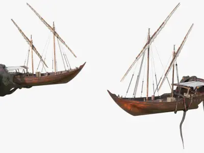  Qatar Dhow Boat with Kraken Rigged for Blender 