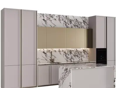 Modern kitchen with island 14 3D model