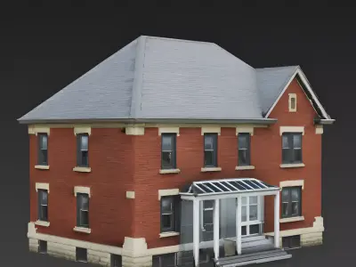Sturdy Chicago-Style Brick Bungalow 3D Model Low-poly 3D model